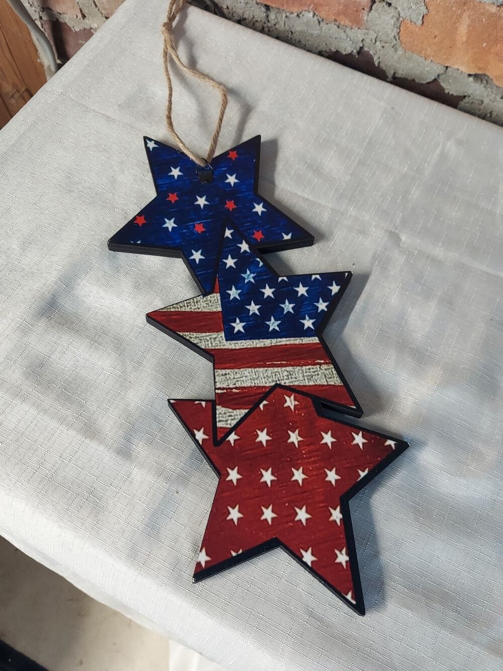 American Flag Patriotic Star Decor Wall Hanging Decoration Red White Blue Set of